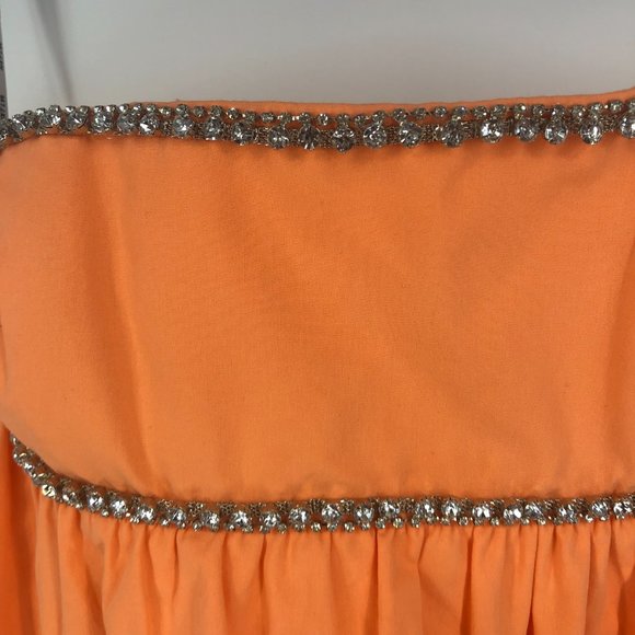 Nxt LVL Unique Designer Orange Diamond Tiered Midi Dress Size 36 / XS - Picture 4 of 7